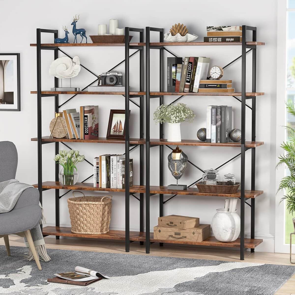 Tribesigns 5-Tier Industrial Rustic Bookcase