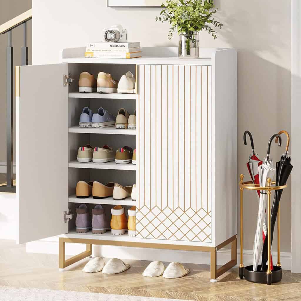 Tribesigns White 5-Tier Shoe Cabinet