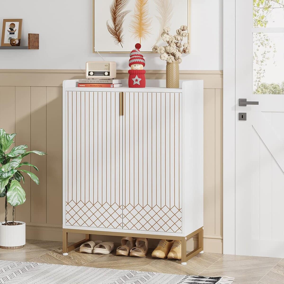 Tribesigns White 5-Tier Shoe Cabinet