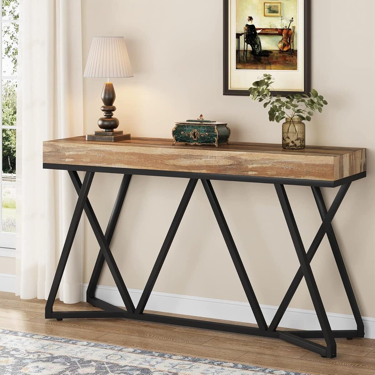Tribesigns 55-Inch Console Table, Farmhouse Sofa Table