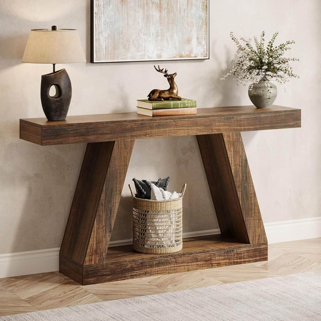 Tribesigns 55-Inch Console Table with Dark Brown