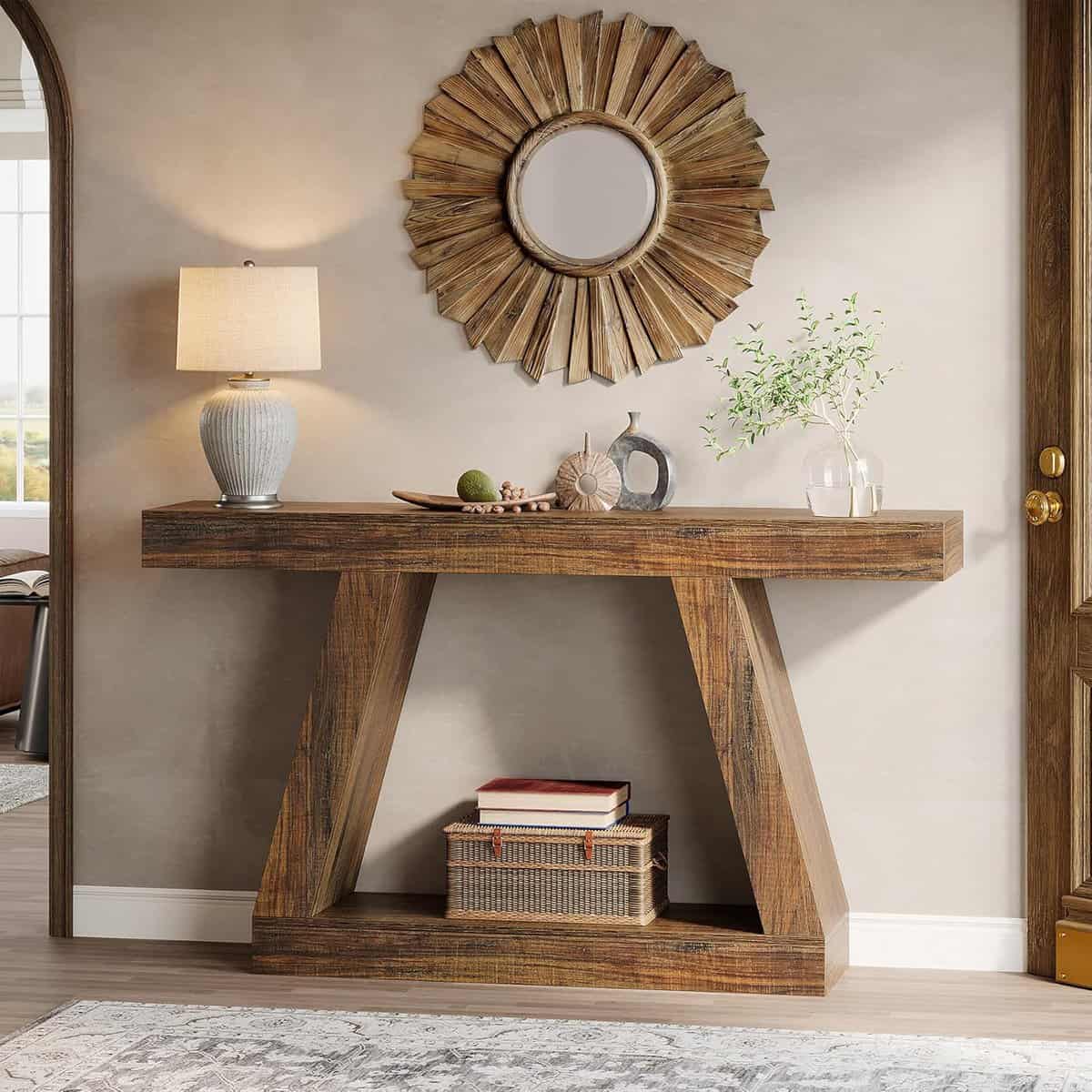 Tribesigns 55-Inch Console Table with Dark Brown