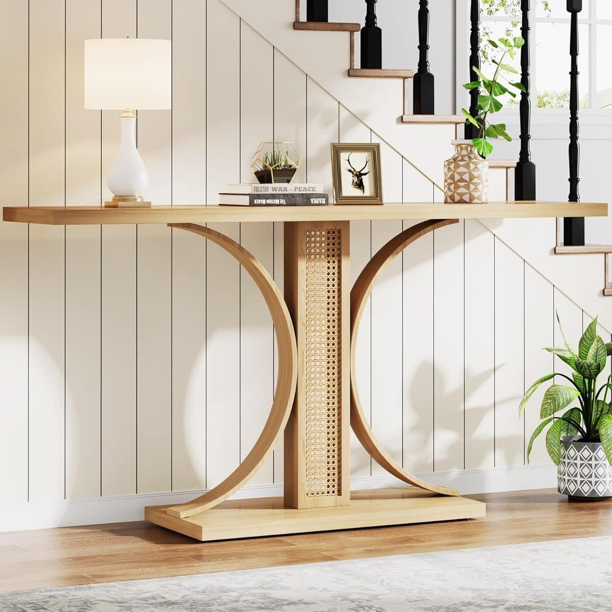 Tribesigns 55-Inch Rattan Console Table