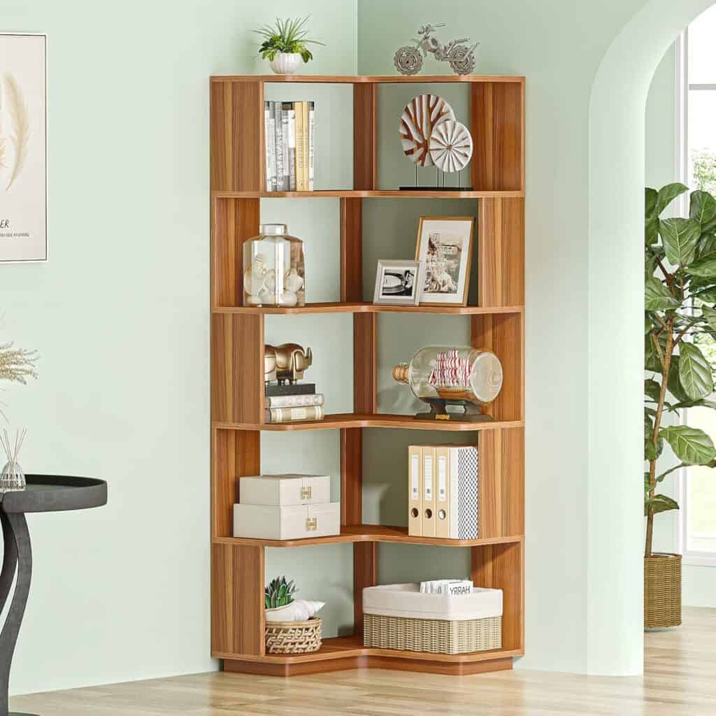 Tribesigns 6 Tier Corner Bookshelf, 64.9 Inches Tall