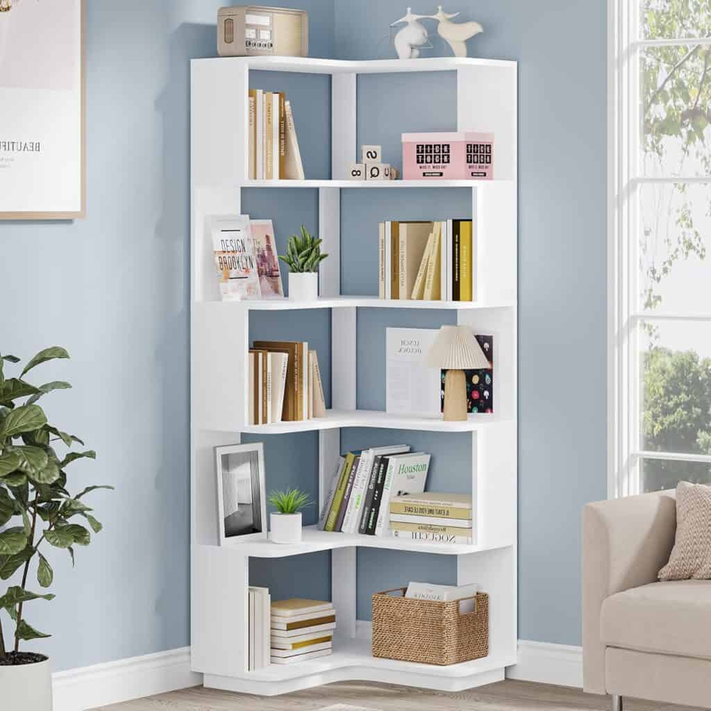 Tribesigns 6-Tier Corner Bookshelf, 64.9" Tall Corner Bookcase