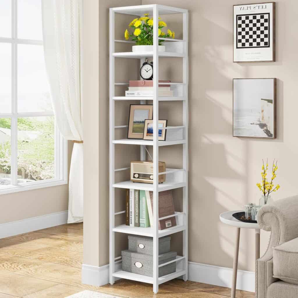 Tribesigns 6-Tier Corner Shelf, 75" Narrow Bookshelf
