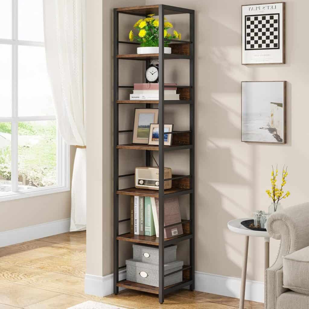 Tribesigns 6-Tier Corner Shelf, 75" Tall Narrow Bookshelf
