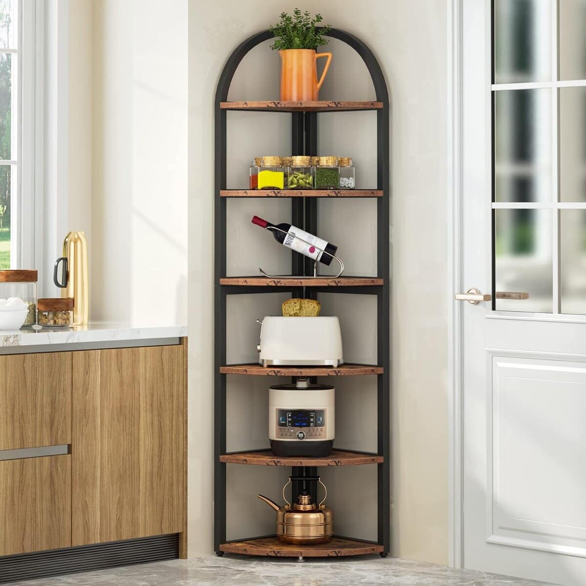 Tribesigns 6 Tier Corner Shelf, 71" Tall Bookshelf