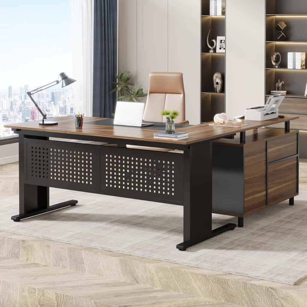 Tribesigns 63-Inch Executive Desk with File Cabinet