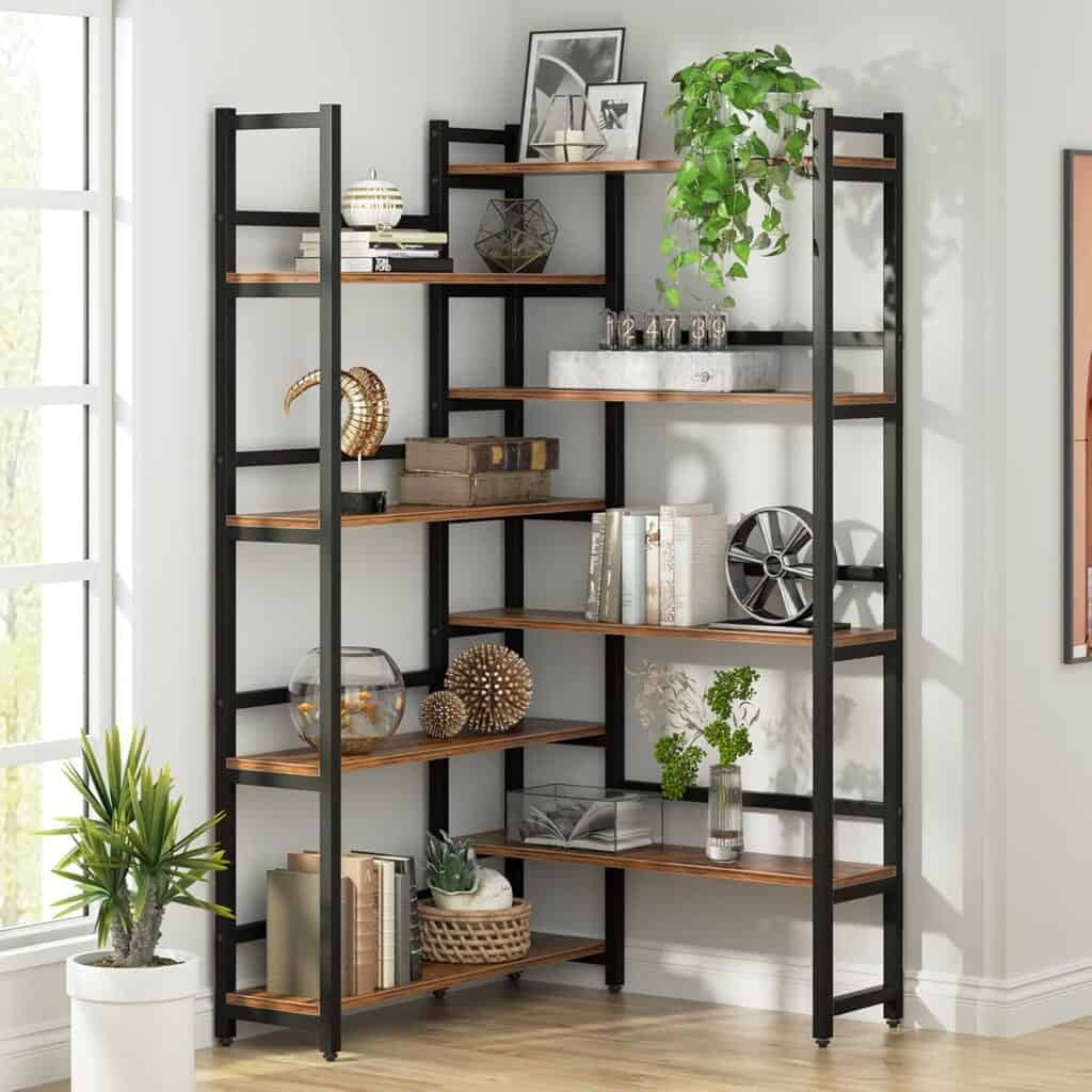 Tribesigns 70.8” Corner Bookshelf, 8-Tier Industrial Bookcase