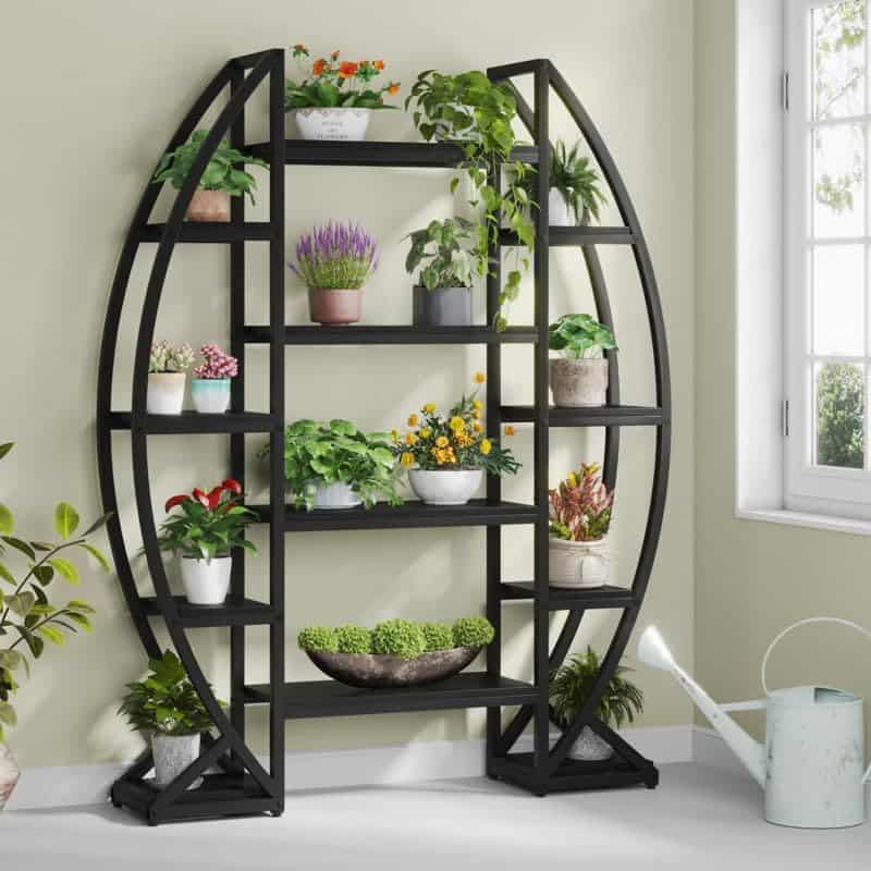 Tribesigns 69-Inch Black Curved Plant Stand