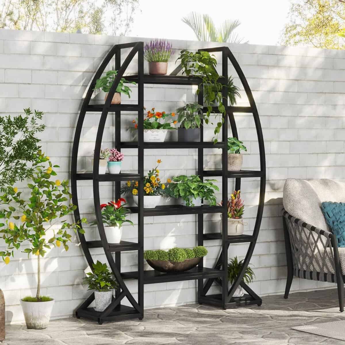 Tribesigns 69-Inch Black Curved Plant Stand
