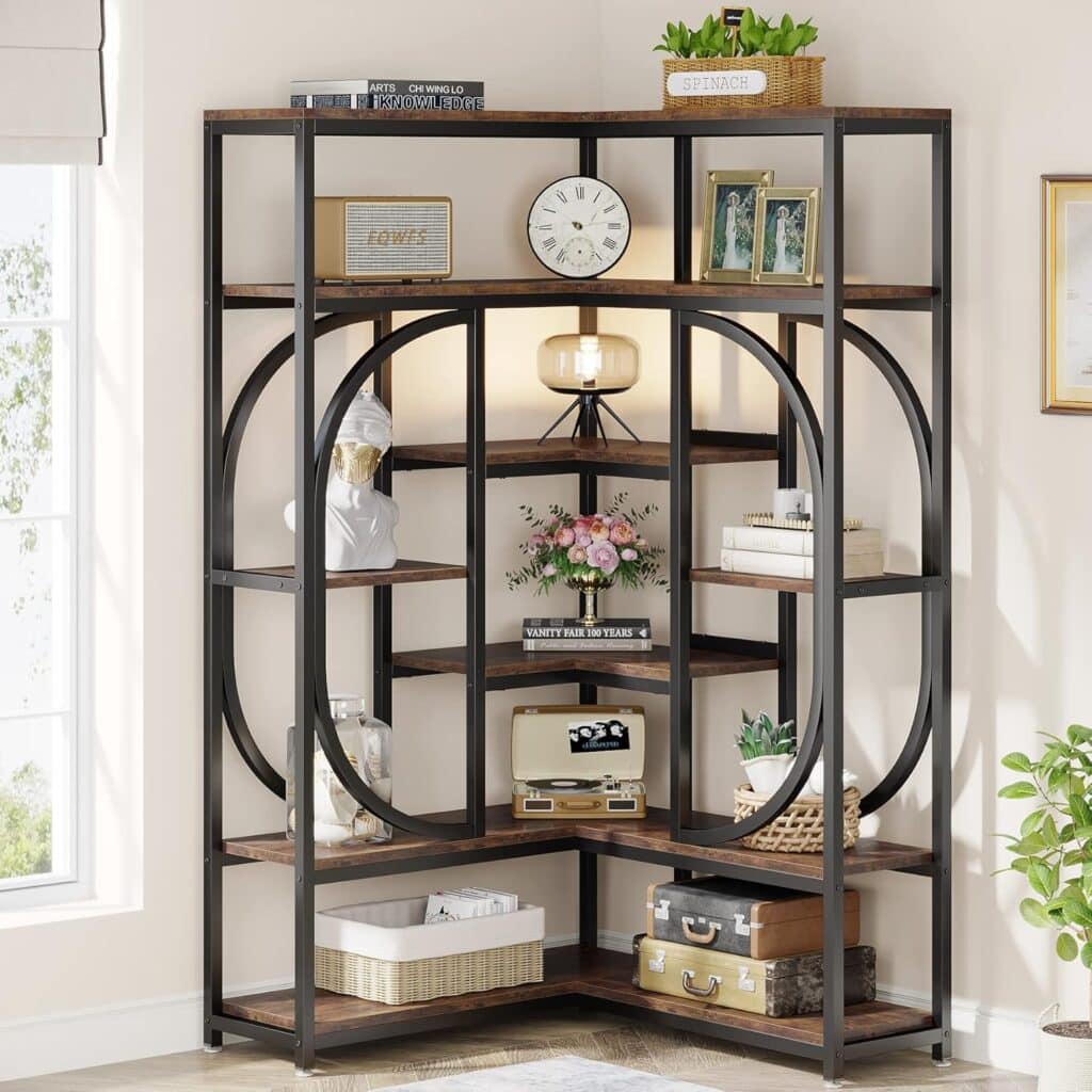 Tribesigns 7-Shelf Corner Bookshelf, Large Modern Bookcase
