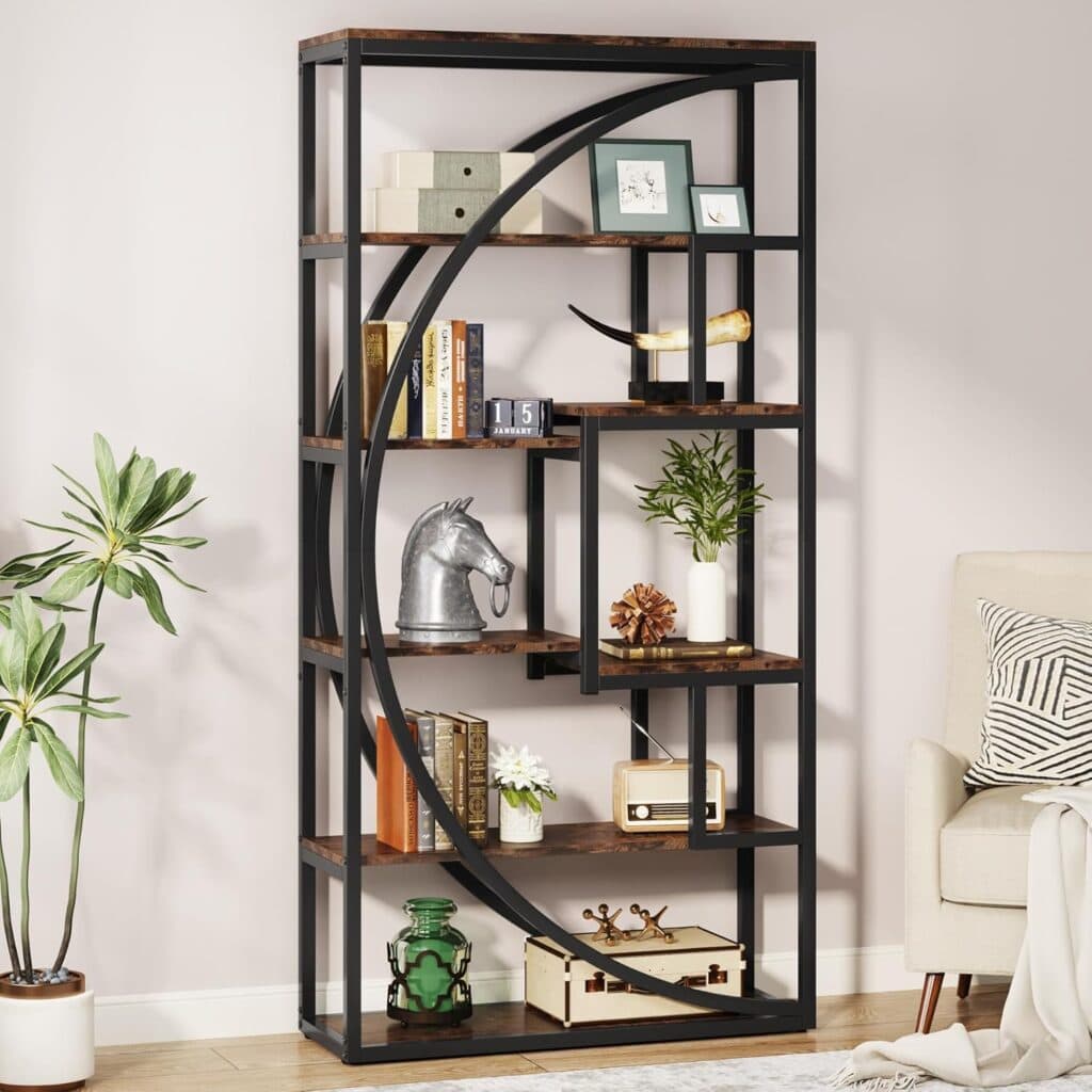 tribesigns-70-8-inch-industrial-5-tier-bookshelf-with-8-open-shelves