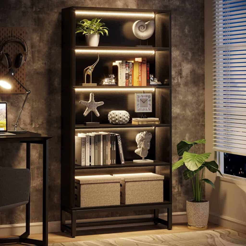 Tribesigns 70.8-Inch Tall Black Bookcase