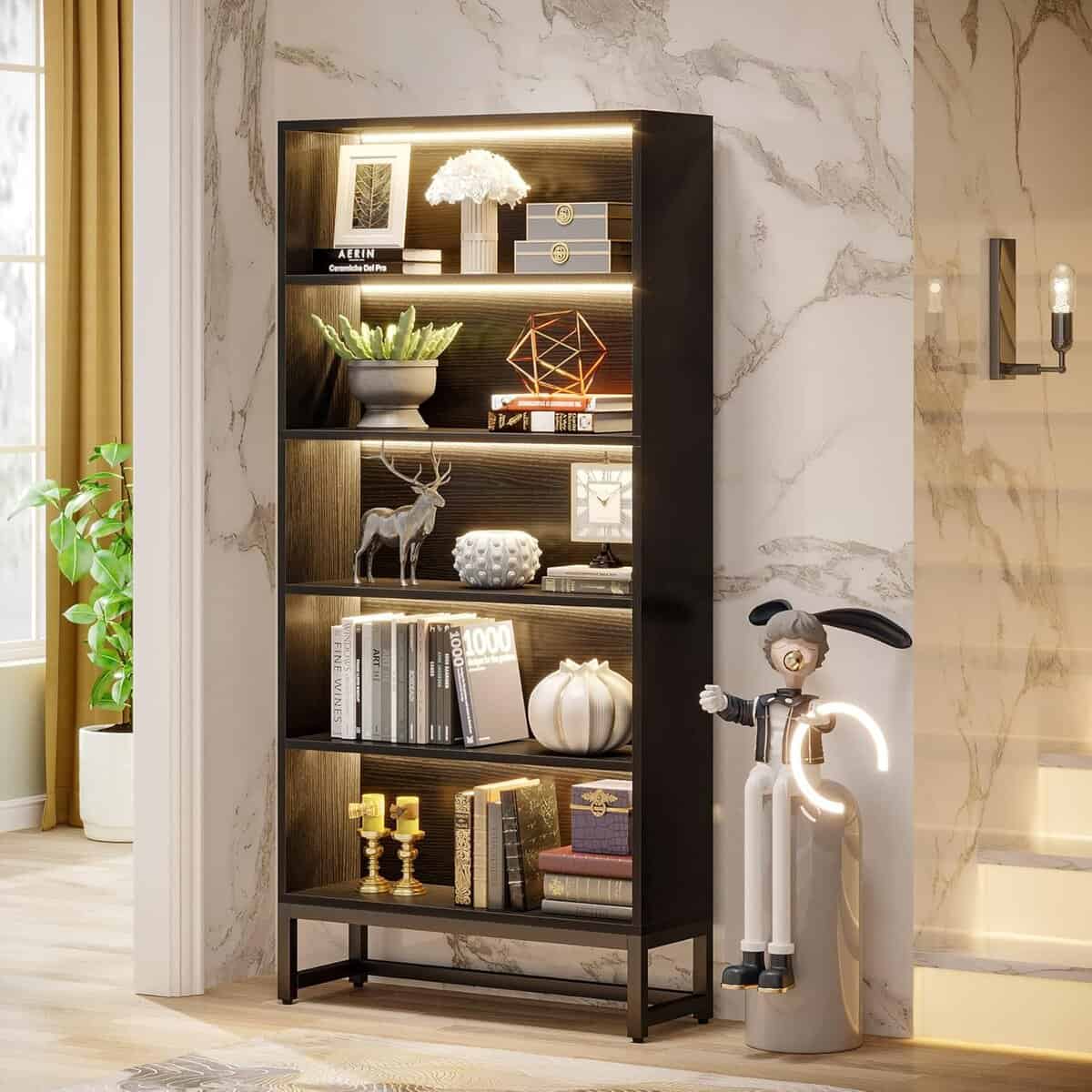 Tribesigns 70.8-Inch Tall Black Bookcase 