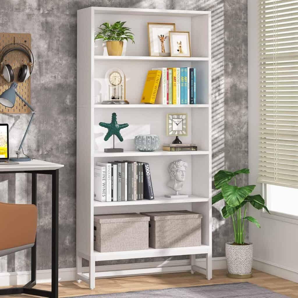 Tribesigns 70.8-Inch Tall White Bookcase
