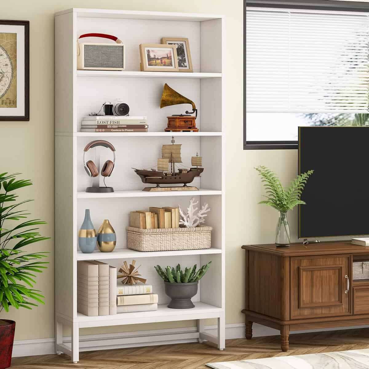 Tribesigns 70.8-Inch Tall White Bookcase