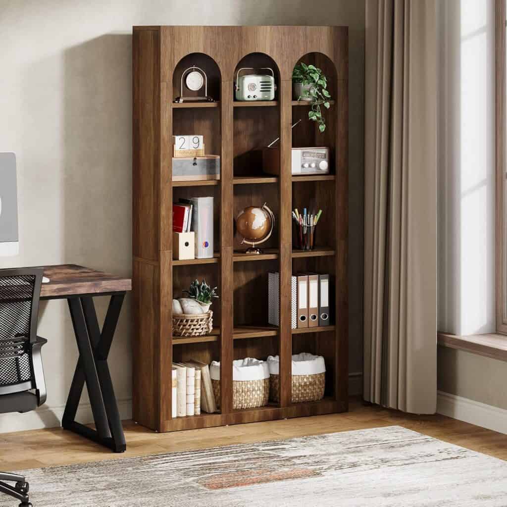 Tribesigns 70.87-Inch 5-Tier Farmhouse Arched Bookshelf