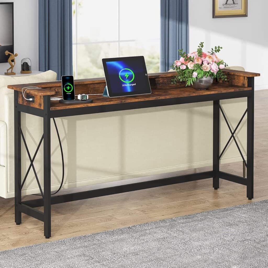 Tribesigns 70.9-Inch Console Table,Brown