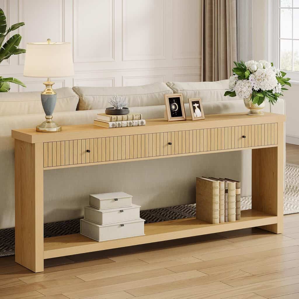 Tribesigns 70.9-Inch Oak Wood Console Table