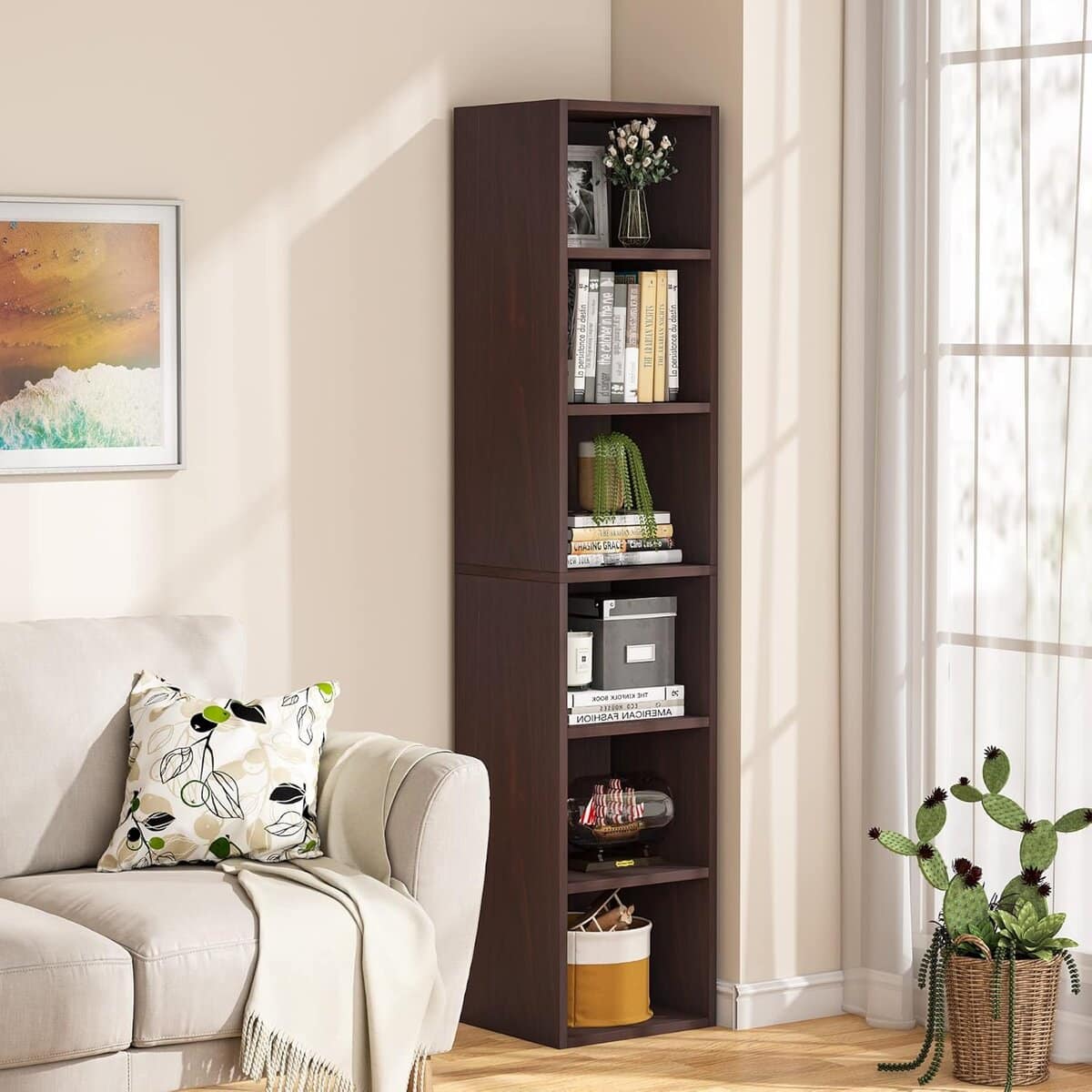Tribesigns 70.9 Inch Tall Narrow Bookcase