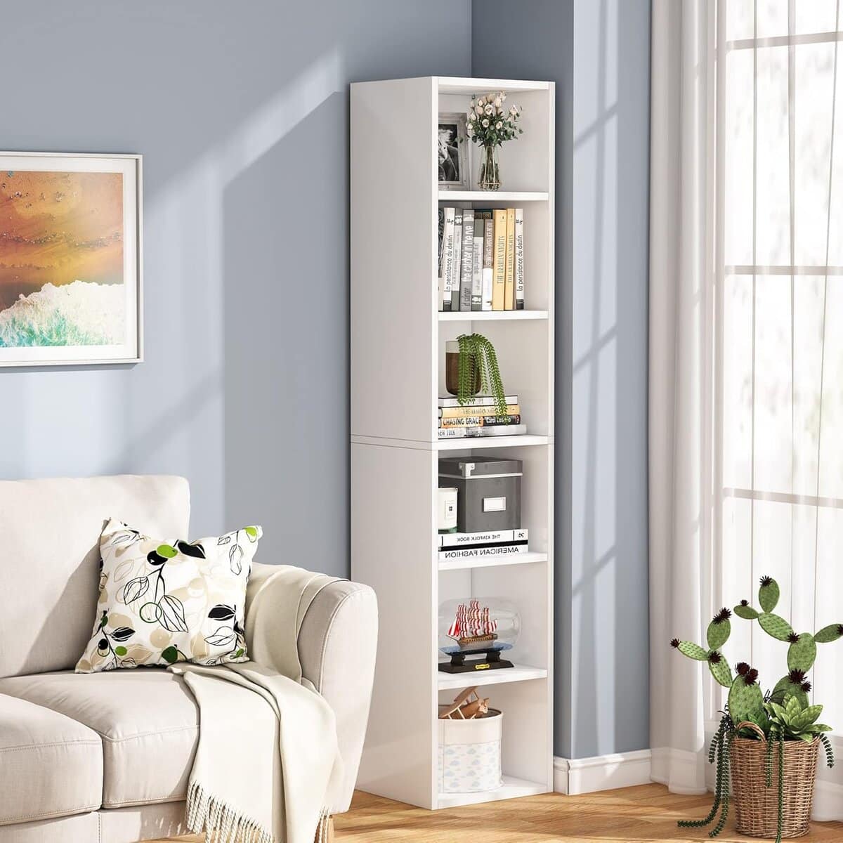 Tribesigns 70.9-Inch Tall Narrow Bookcase 