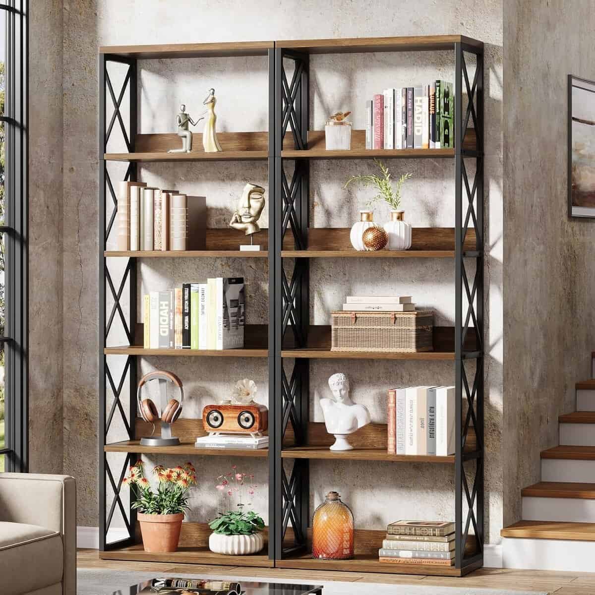 Tribesigns 70-Inch Tall Industrial Bookshelf