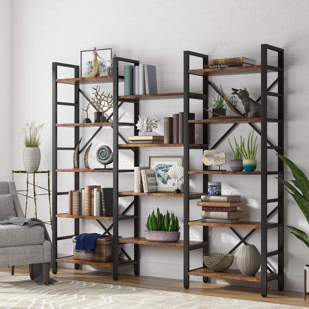 Tribesigns Triple Wide 5-Shelf Industrial Bookshelf
