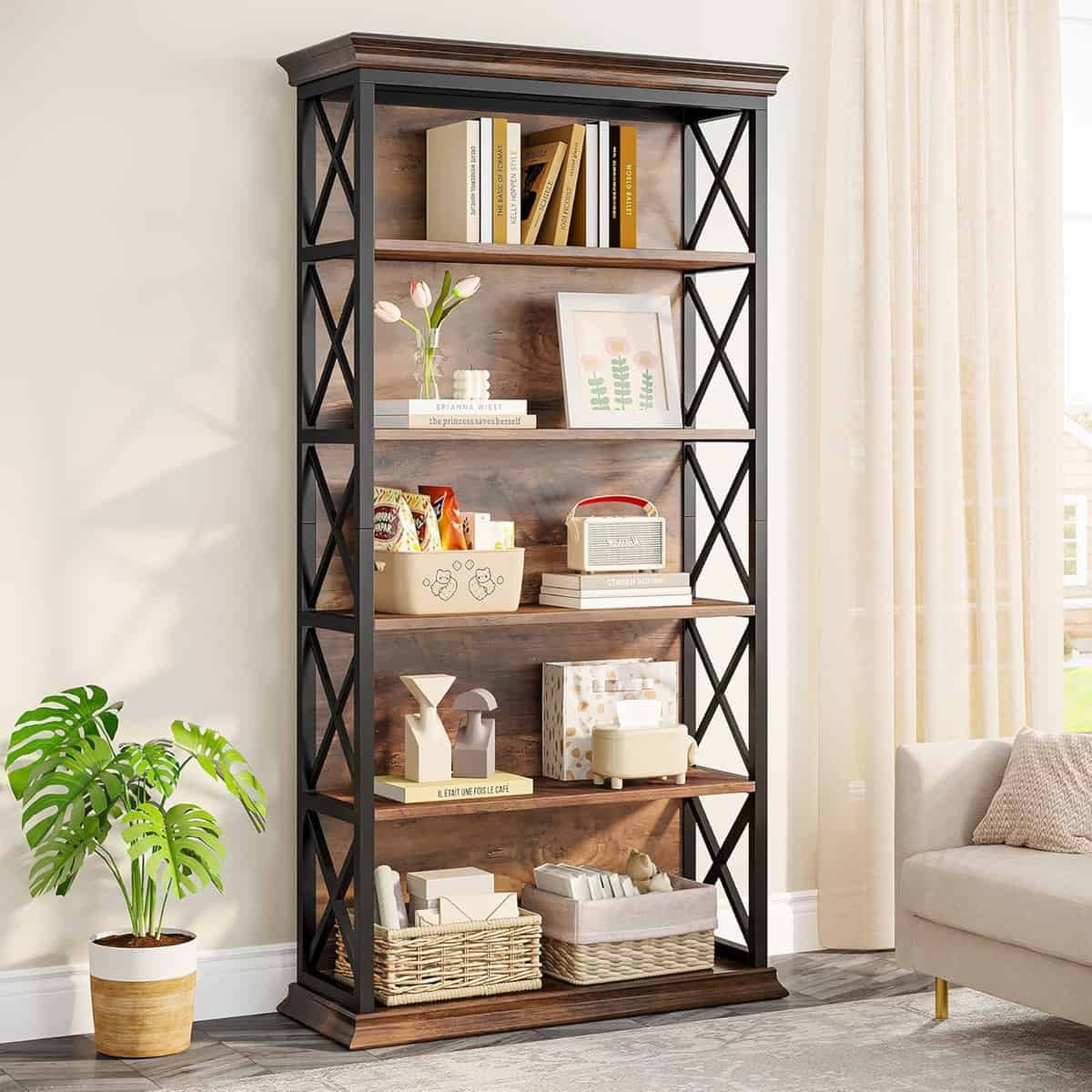 Tribesigns 71-Inch Industrial 6-Tier Bookcase 