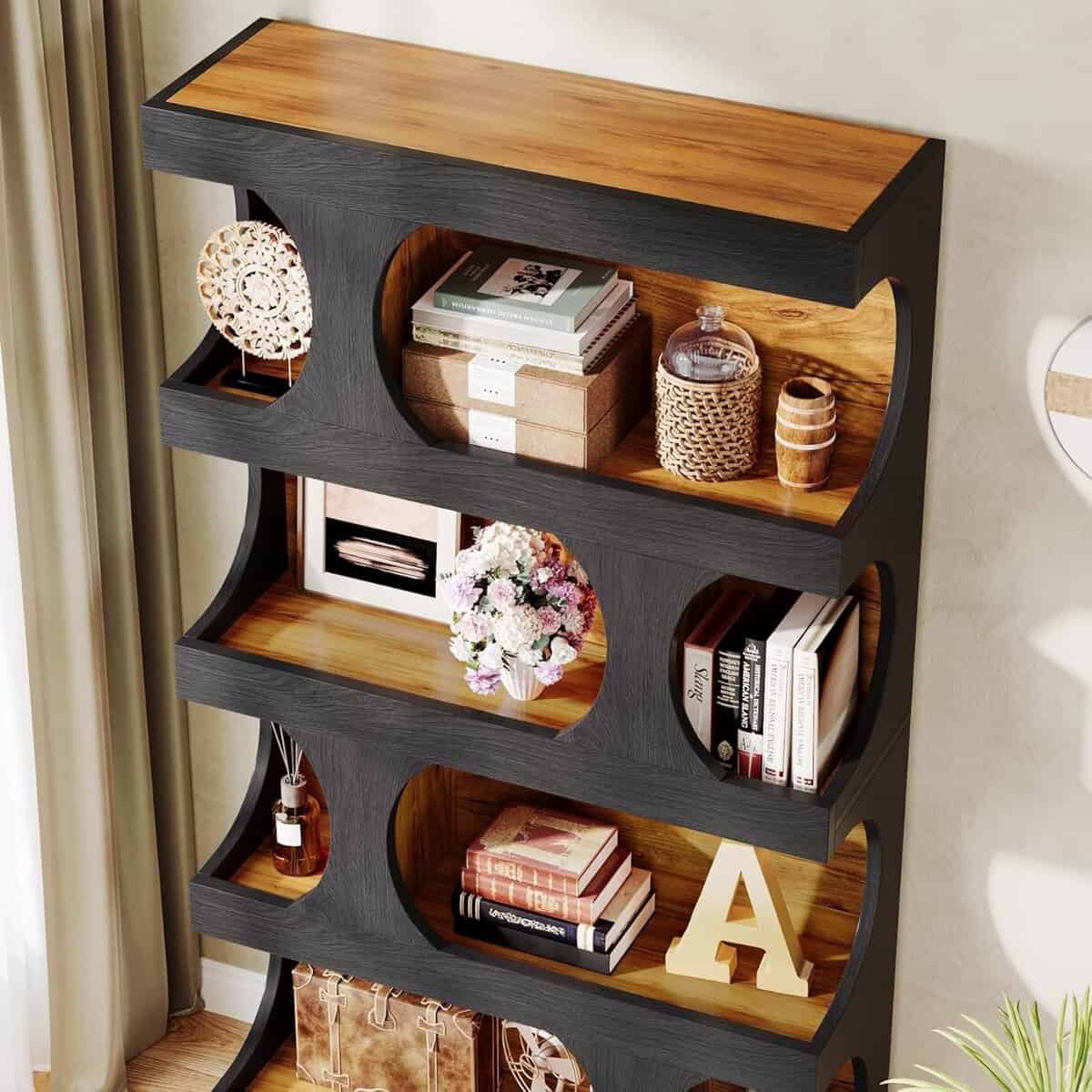 Tribesigns 71-Inch S-Shaped Tall Bookcase