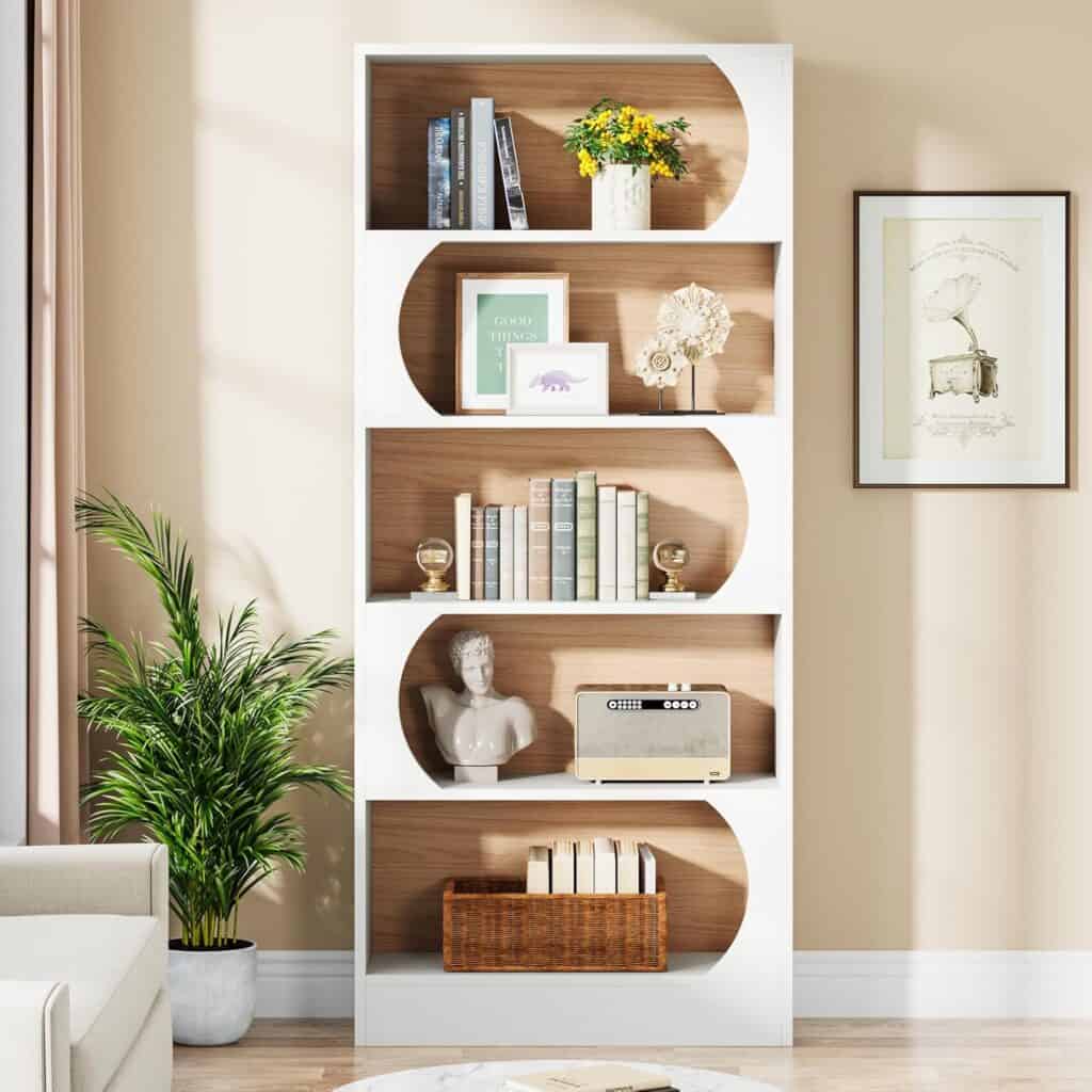 Tribesigns 71-Inch White 6-Tier Bookshelf
