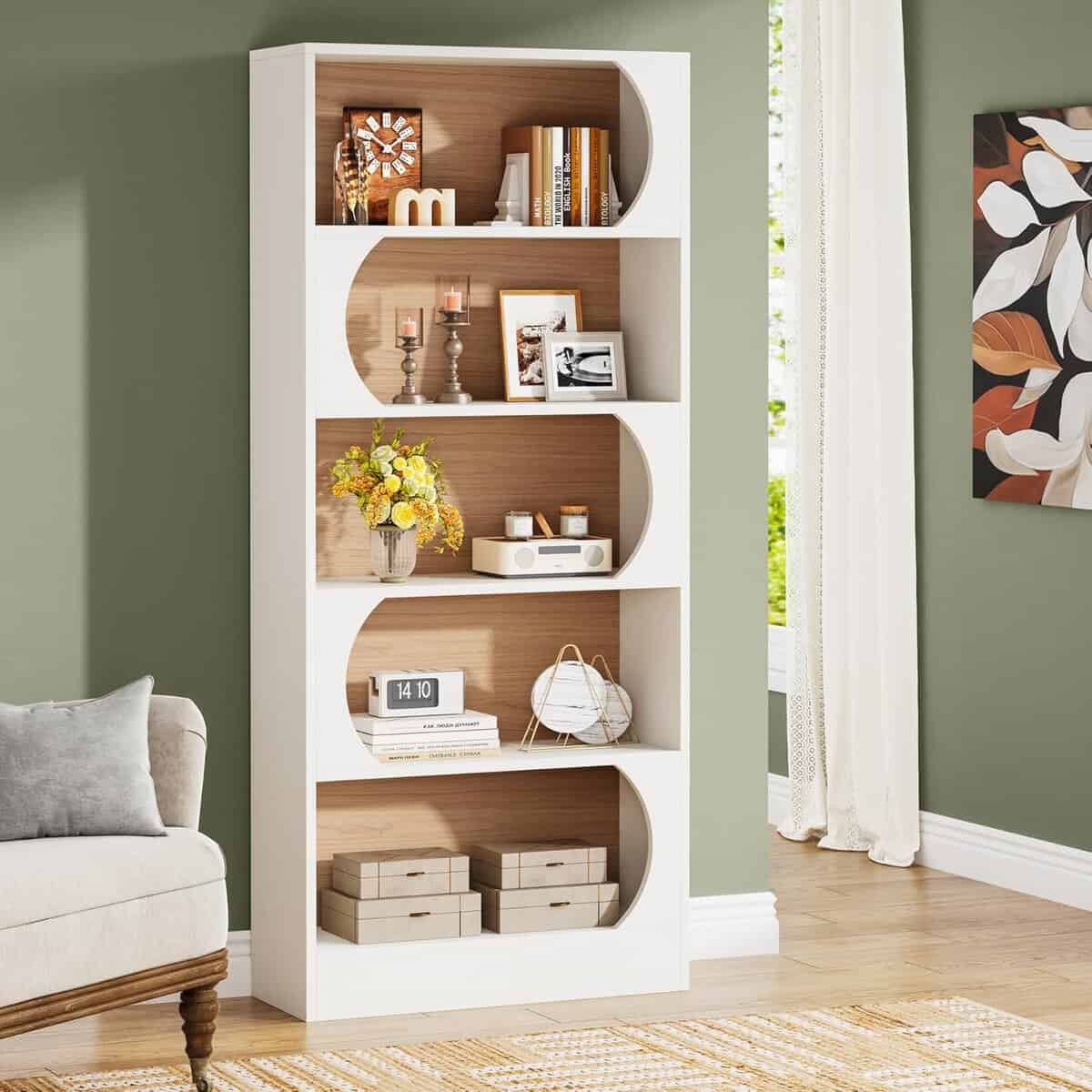 Tribesigns 71-Inch White 6-Tier Bookshelf 
