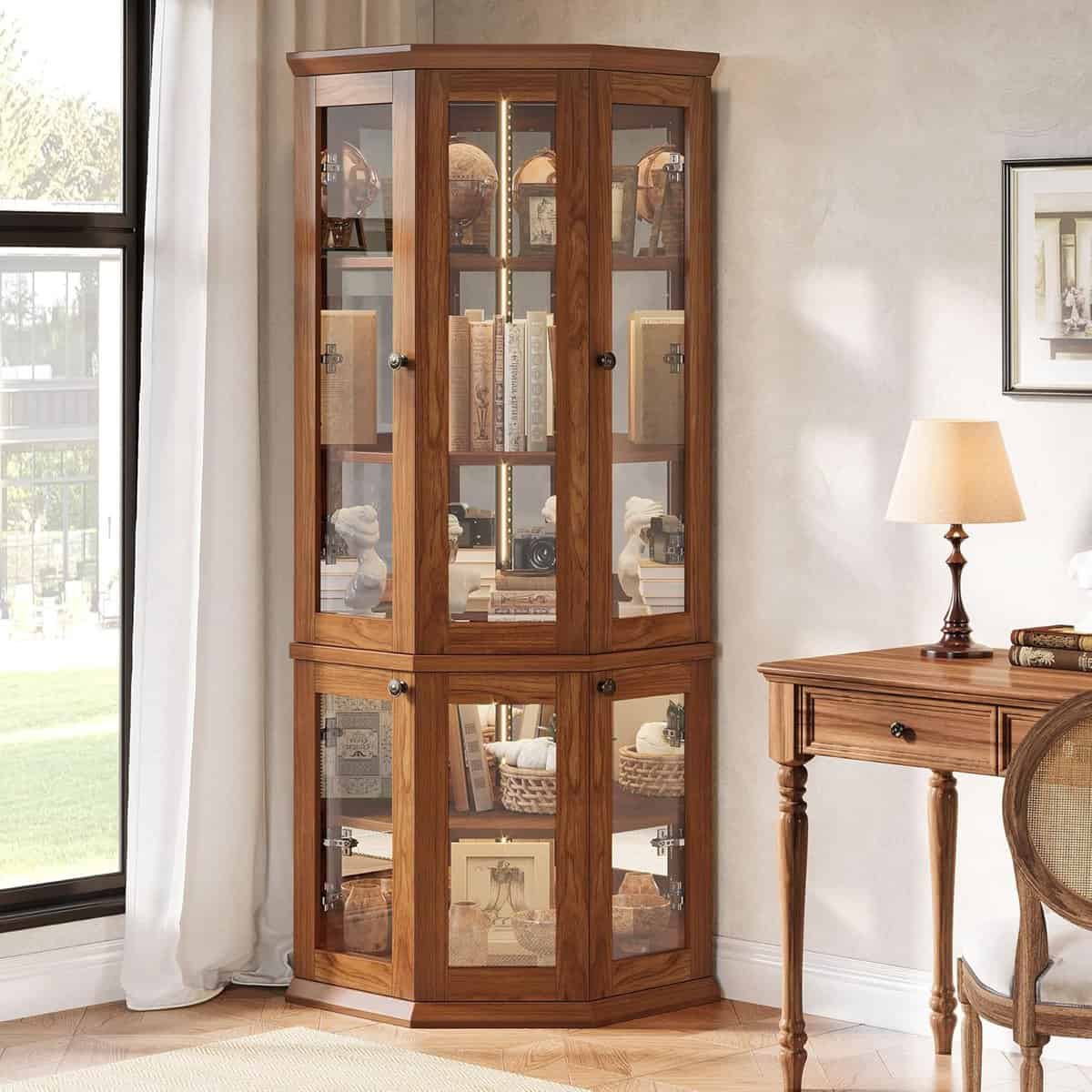 Tribesigns 71″ Tall Corner Cabinet with LED Lighting