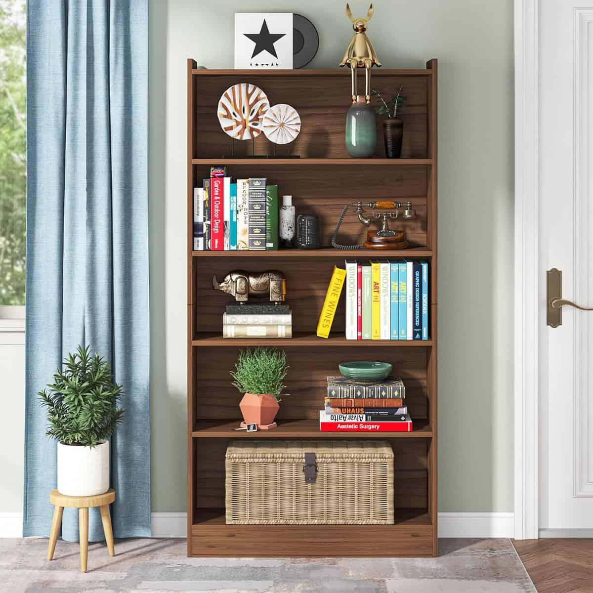 Tribesigns 72-Inch Tall White 6-Tier Bookcase 