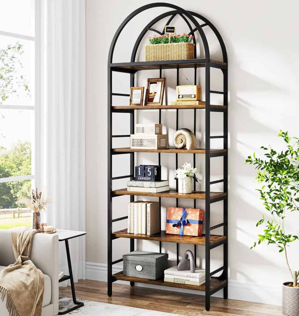 Tribesigns 78.7” Arched 6-Tier Industrial Bookcase