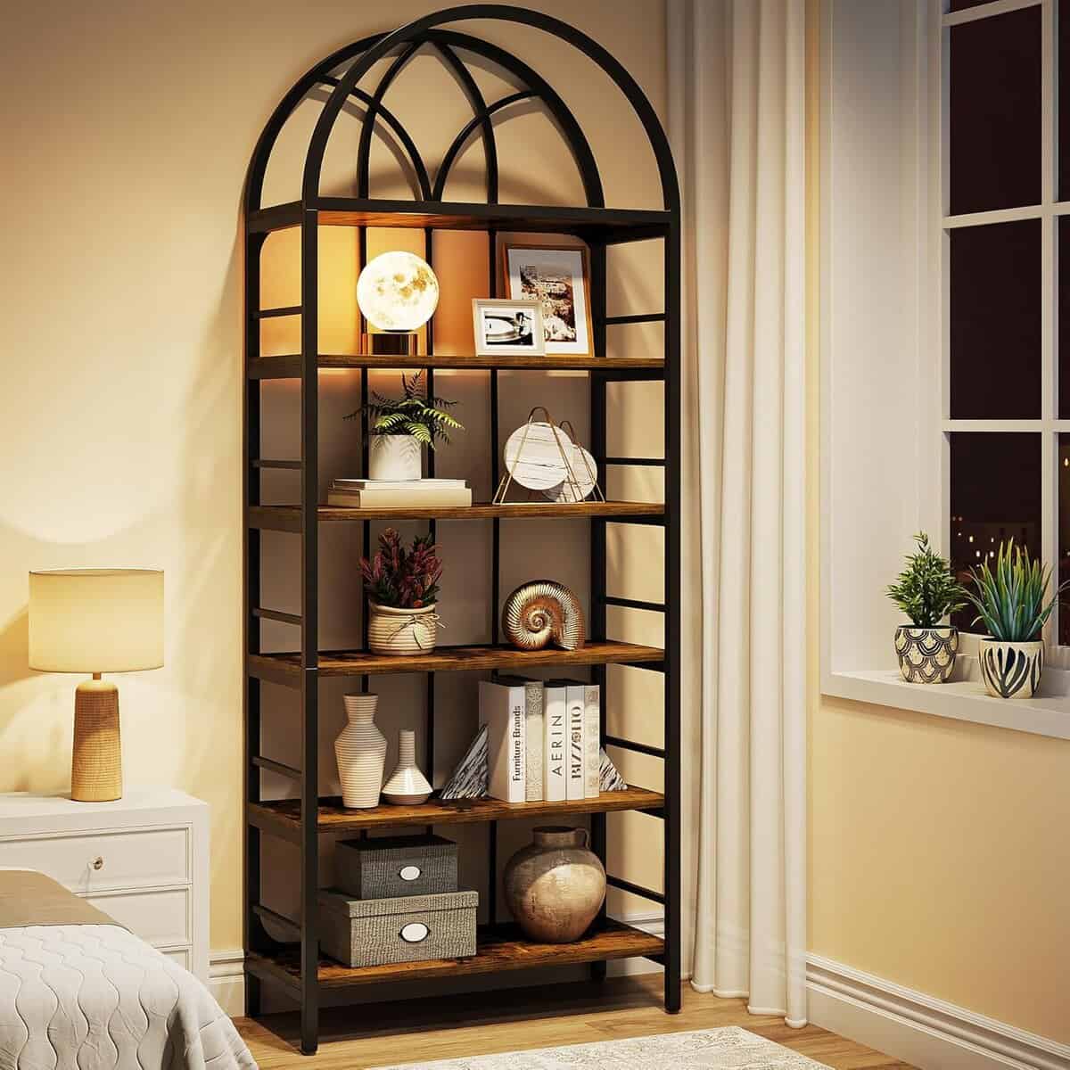 Tribesigns 78.7” Arched 6-Tier Industrial Bookcase