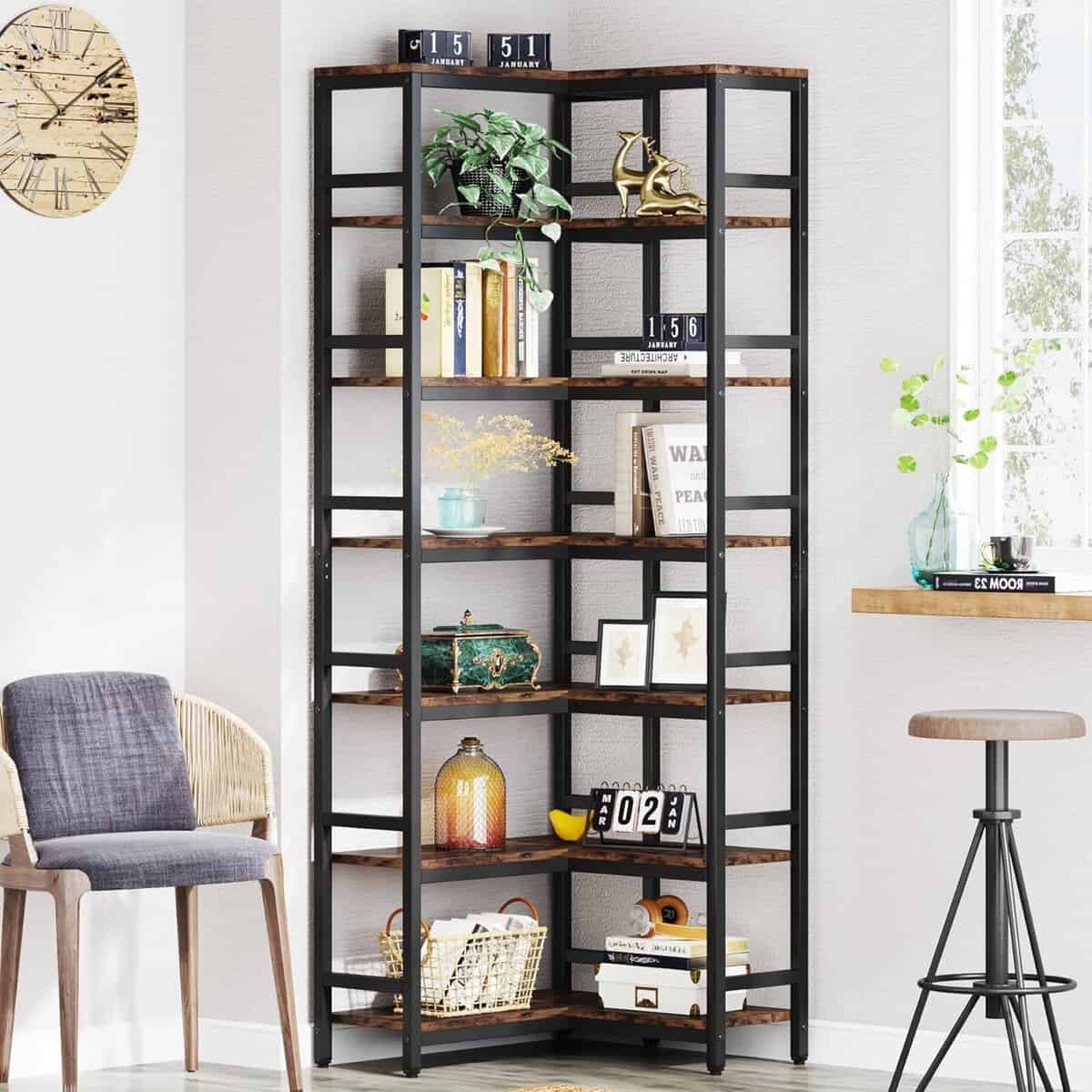 Tribesigns 78.74” Tall Corner Shelf, 7 Tie