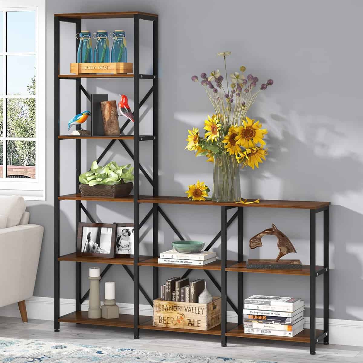 Tribesigns 9-Shelf Ladder Corner Bookcase