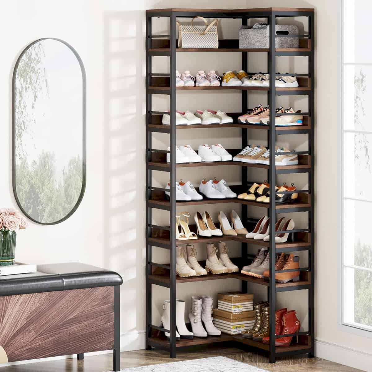 Tribesigns 9-Tier Corner Shoe Rack
