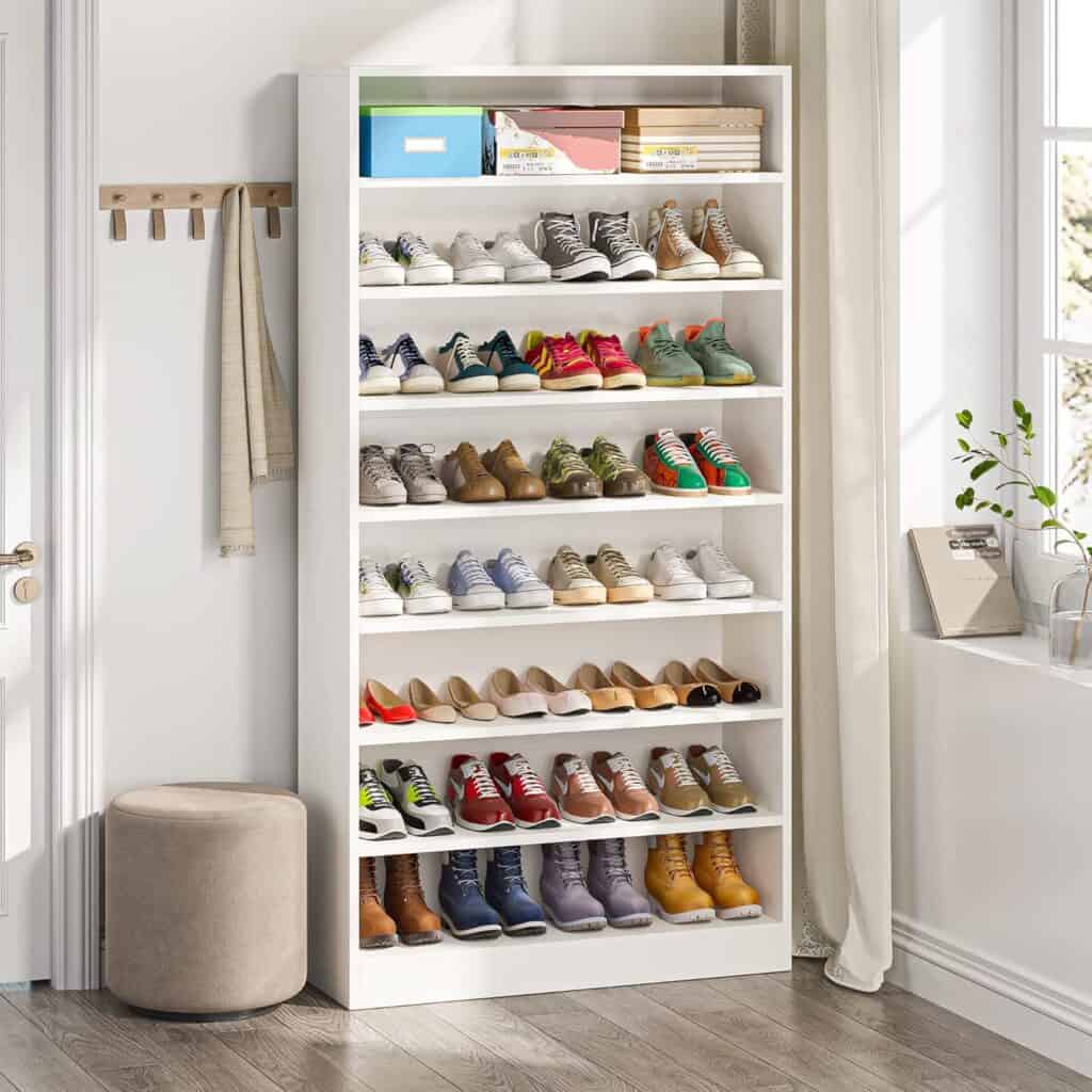 Tribesigns 70.8-Inch White 9-Tier Shoe Cabinet