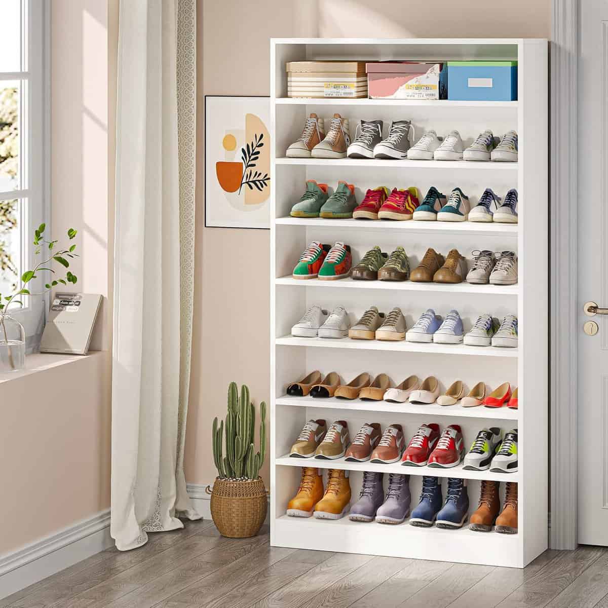 Tribesigns 70.8-Inch White 9-Tier Shoe Cabinet