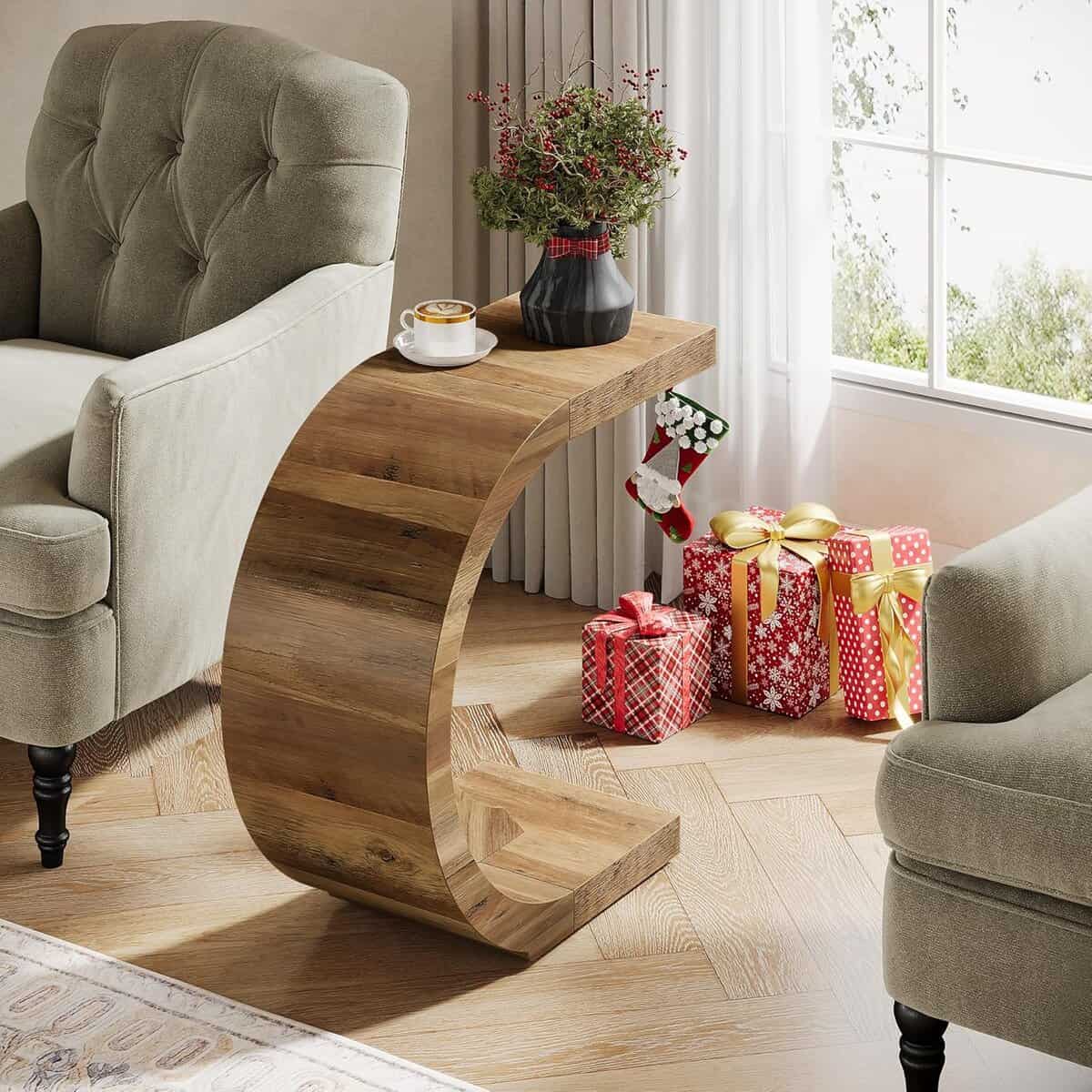 Tribesigns C-Shaped End Table