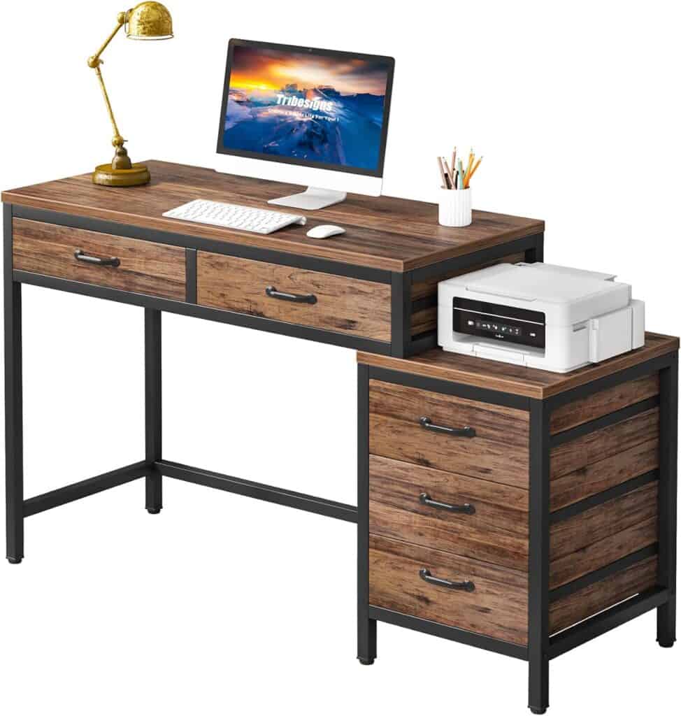 Tribesigns Computer Desk with 5 Drawers & File Cabinet