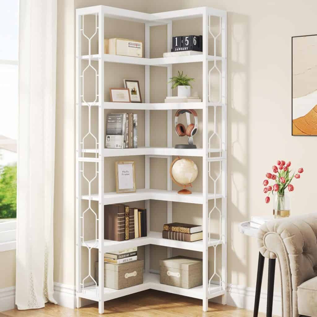 Tribesigns Corner Shelf, 7-Tier Industrial Corner Bookshelf