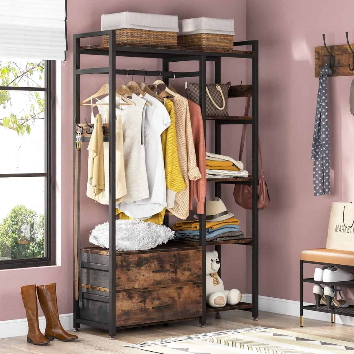 Tribesigns Freestanding Closet Organizer Clothes Rack