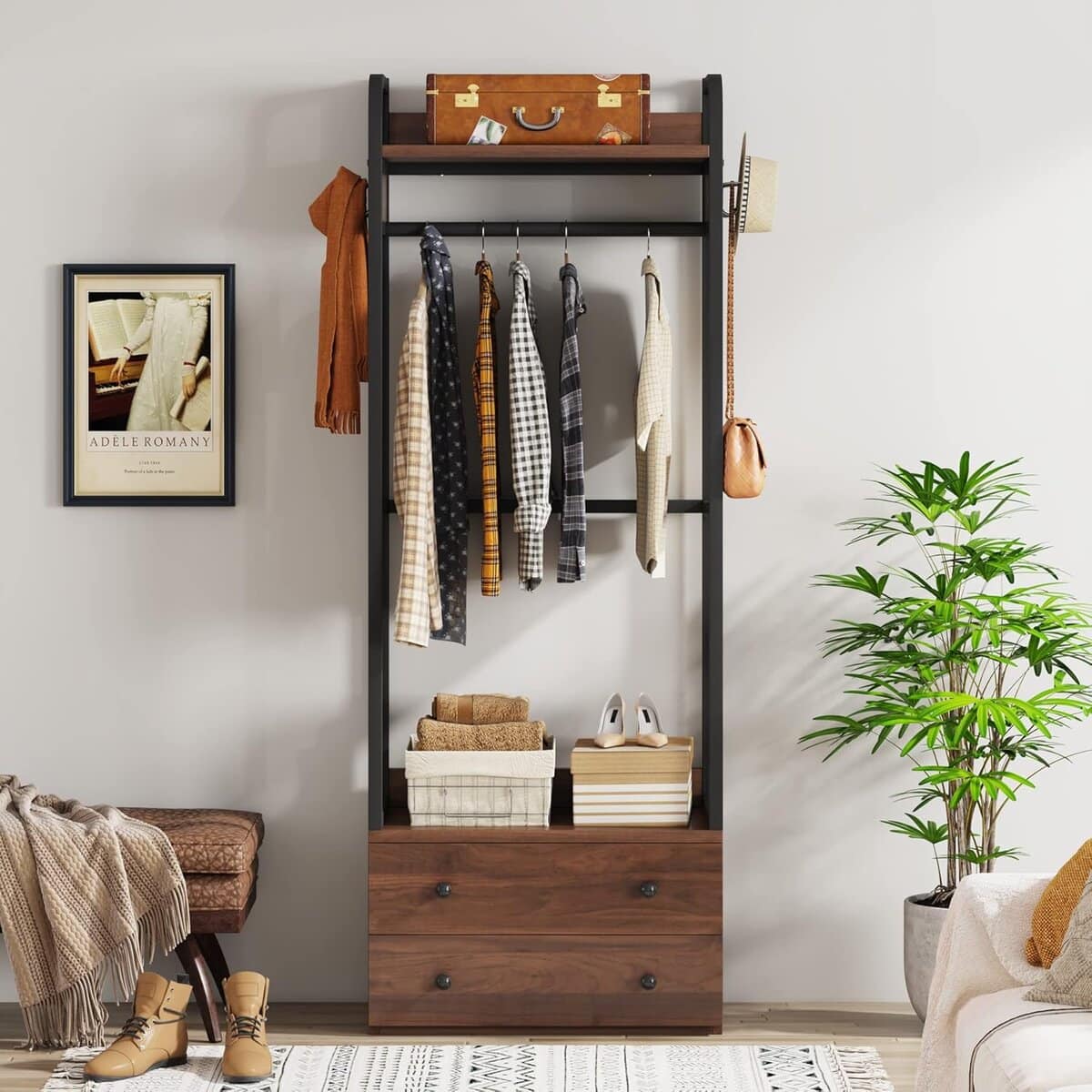 Tribesigns Freestanding Closet Organizer Small Clothes