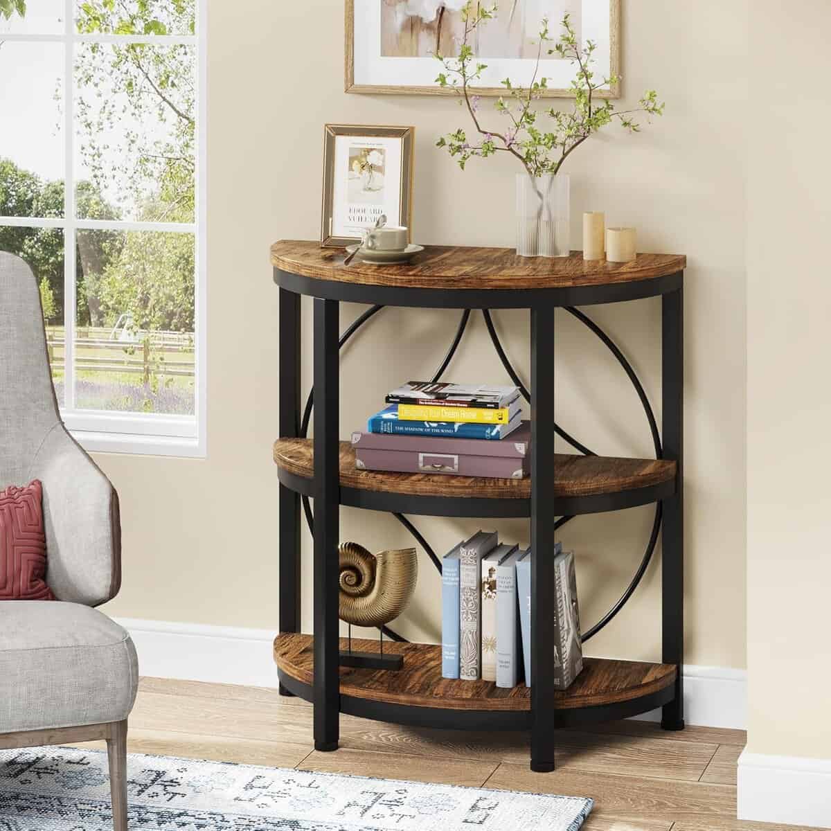 Tribesigns Half Round End Table