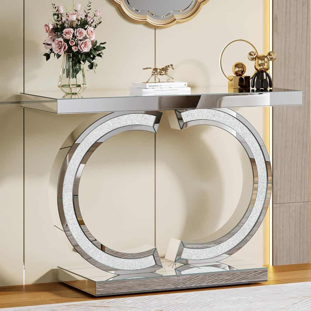 Tribesigns Mirrored Console Table, 39” Modern Table