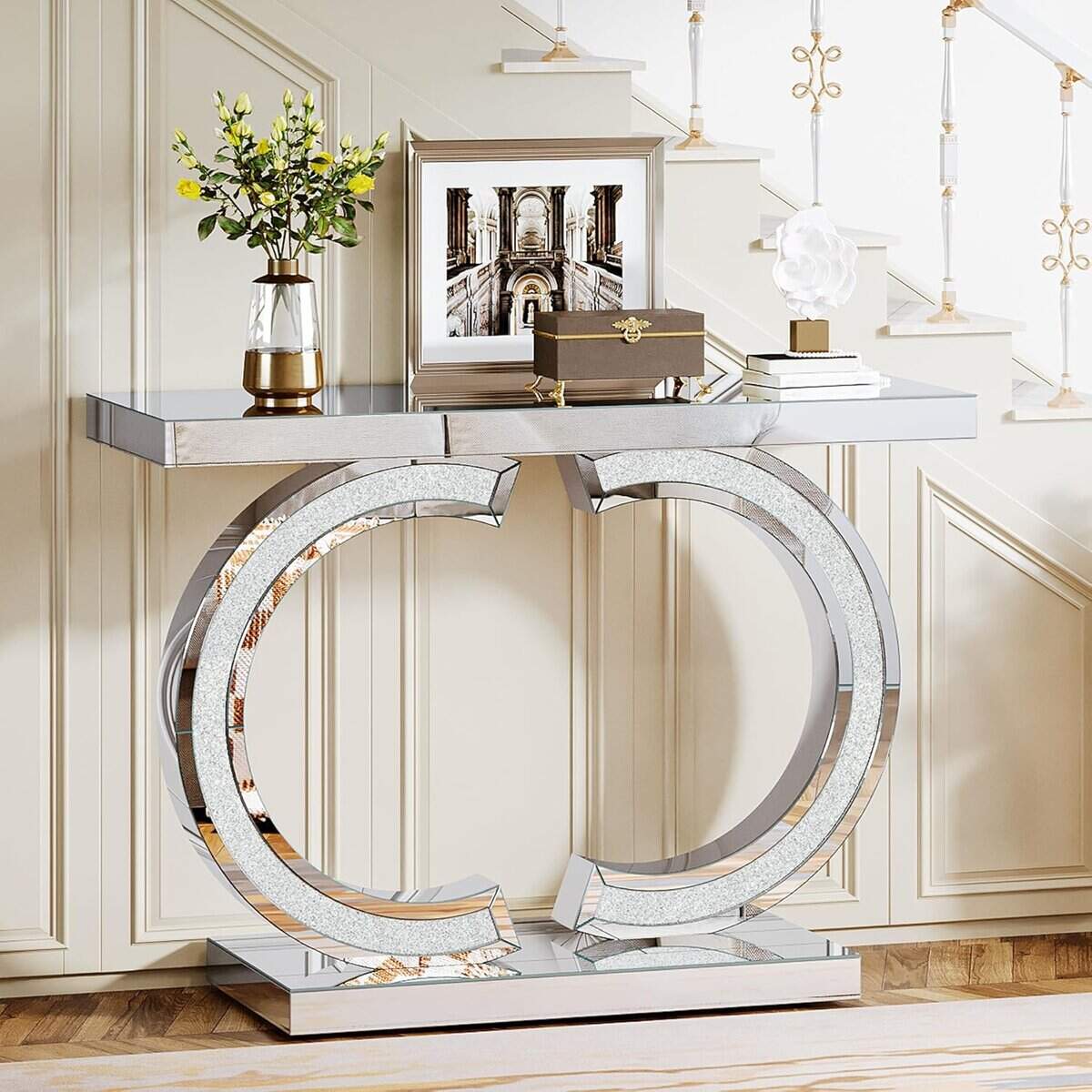 Tribesigns Mirrored Console Table, 39” Modern Table